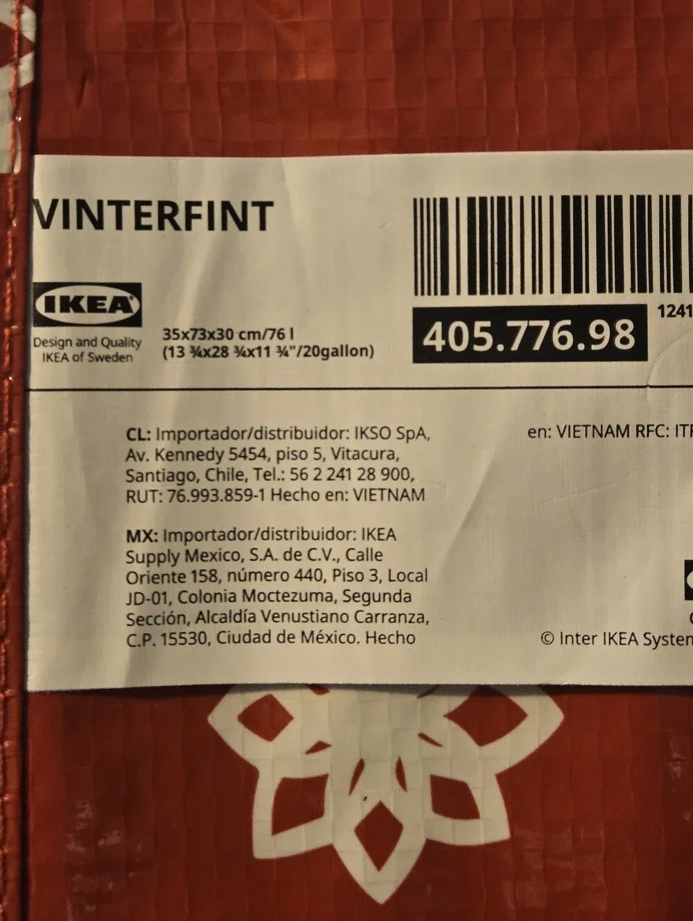 5 Retired IKEA VINTERFINT Red and White Holiday Totes & Storage Bags